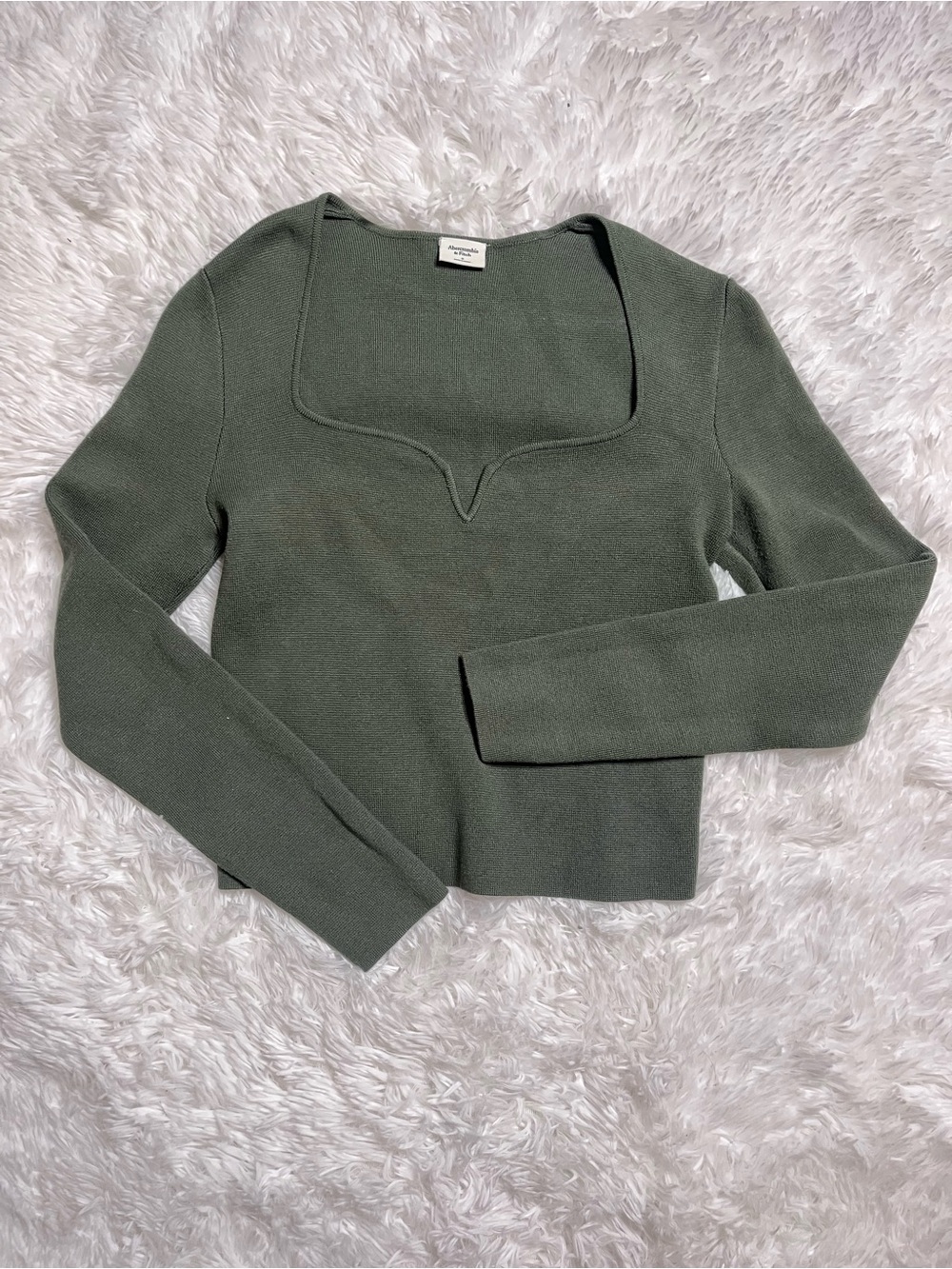 Abercrombie & Fitch Olive Square-Neck Knit Sweater
